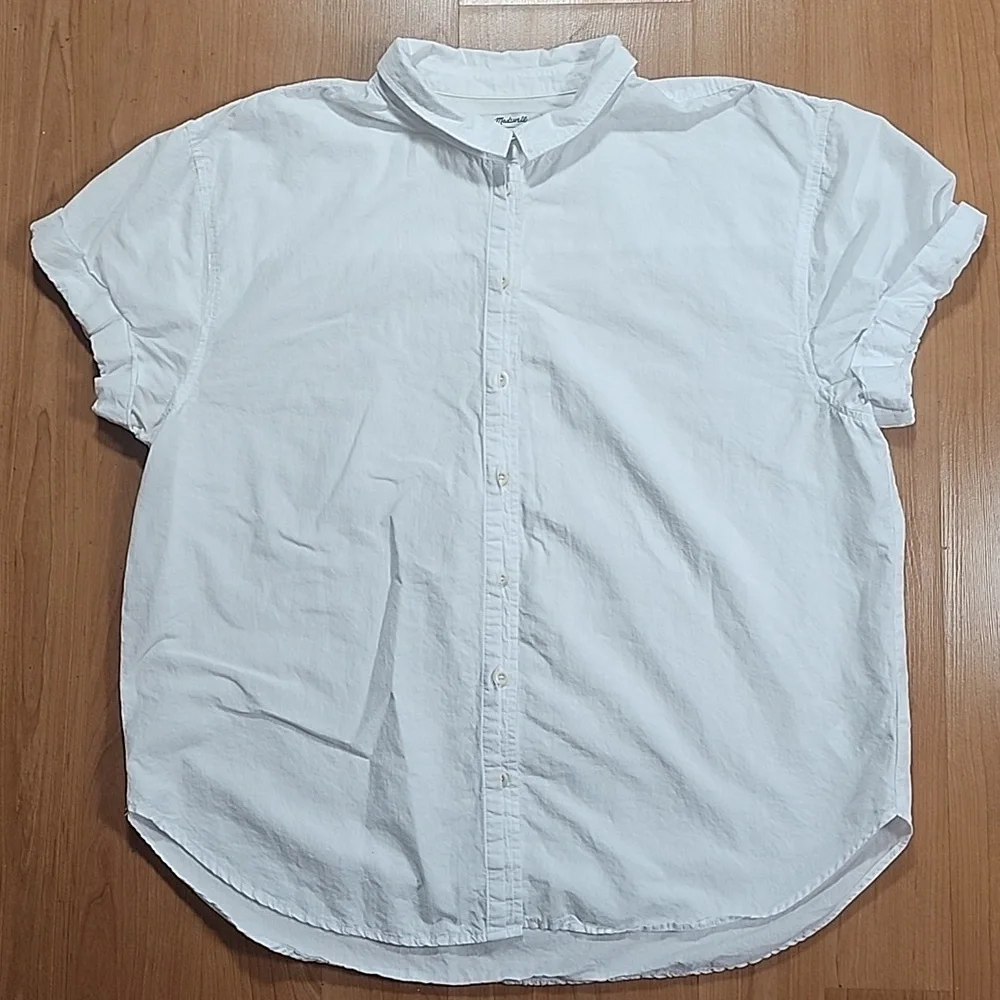Madewell White Short Sleeve Button Down Shirt
